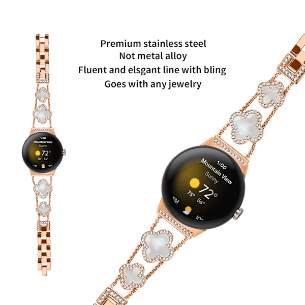 Cloverlink-kedja för Google Pixel Watch Rose guld