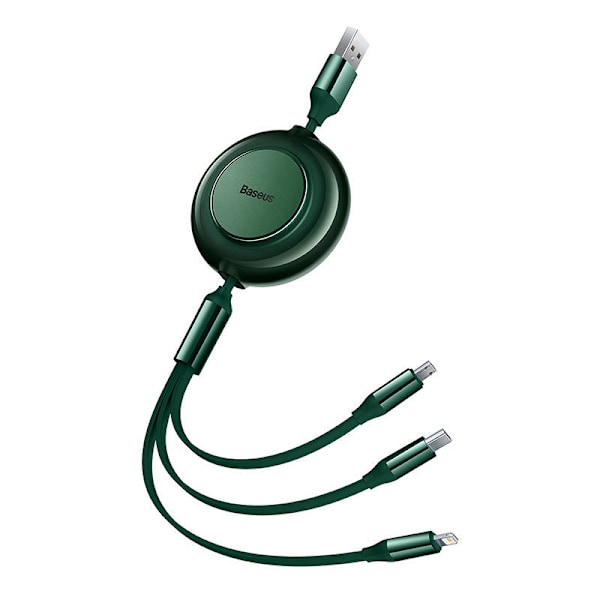 Baseus Bright Mirror 2, USB 3-i-1-kabel för micro USB / USB-C / Lightning 3,5A 1,1m (grön)