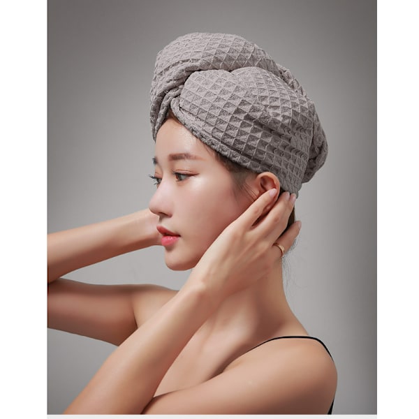 Hurtigtørrende hårhåndklæde turban - Superabsorberende mikrofiber hårhåndklæde kaffe