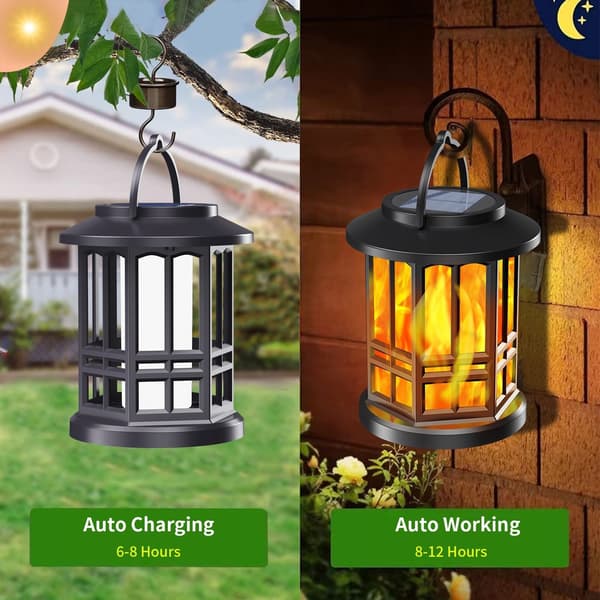 Udendørs solcellelampe med klips - Flakkende LED-havelampe, solcelle drevet