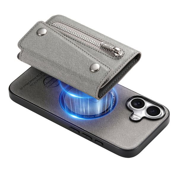 Gråt Magnetisk PU Læder Wallet Case Kompatibel med iPhone 17 Pro Max
