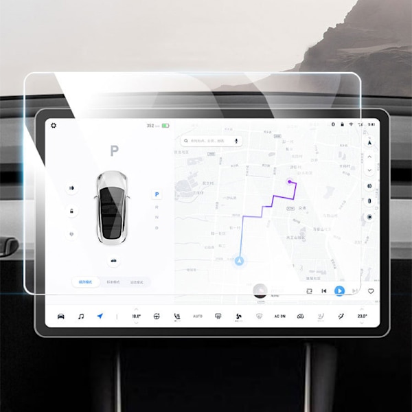 Tesla Model 3 Navigationsskærmbeskyttelse (For & Bag) - Anti-blåt Lys