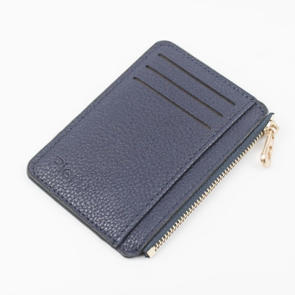 Minimalistisk tegnebog Slank pung med lynlås-kreditkortholderpun Mørkeblå