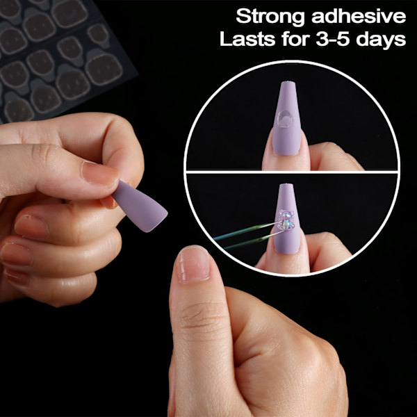 Stora dubbelsidiga nagelklistermärken 24 styck Transparent