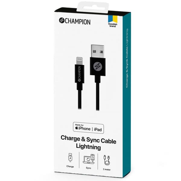 USB-A-Lightning-kaapeli 2m musta