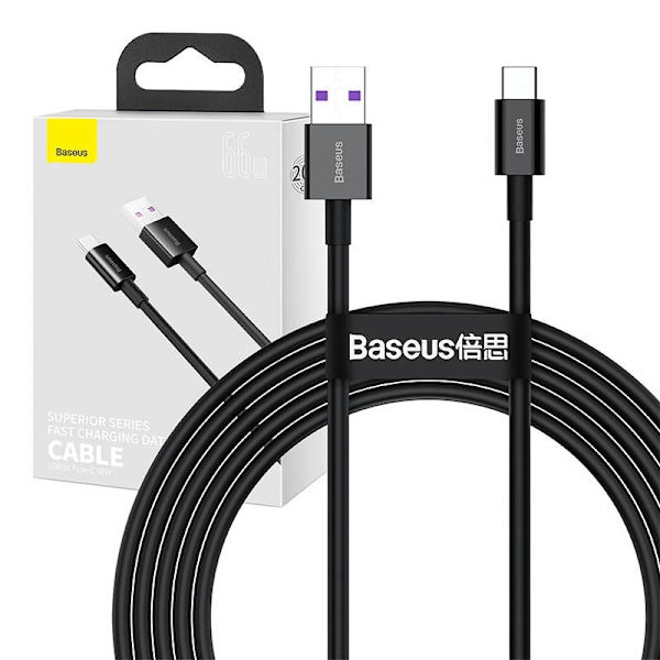 Baseus Superior Series-kabel USB till USB-C, 66W, 2m (svart)