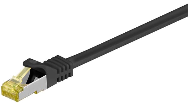 RJ45 netværkskabel S/FTP (PiMF), 500 MHz, med CAT 7 råkabel, sort, 2 m