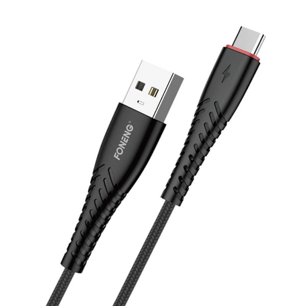 Foneng X15 USB–USB-C-kaapeli, 2,4 A, 1,2 m (musta)