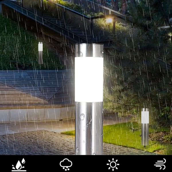 Cylindrisk Gräsmatta Lampa (Silver) - 2-pack White White