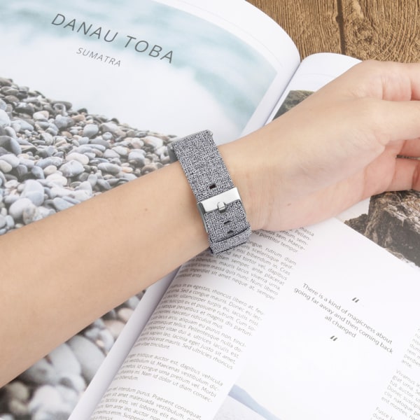Fitbit Charge 3/4 armband canvas Grå (L)