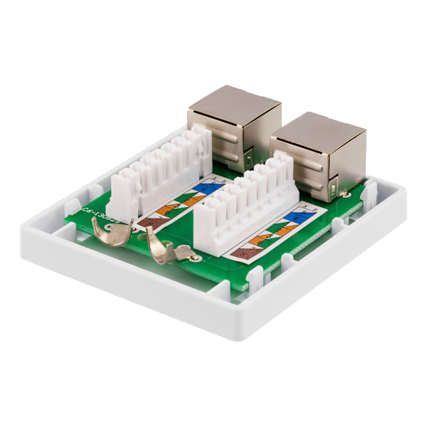 Shielded network socket, Surface UTP 2xRJ45, Cat6, white