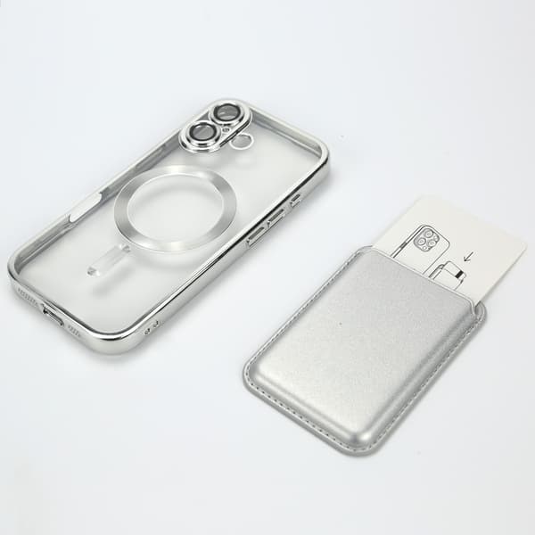 Sølv Magnetisk Etui Sæt Kompatibelt med iPhone 17 - Inkluderer Magsafe Kortholder