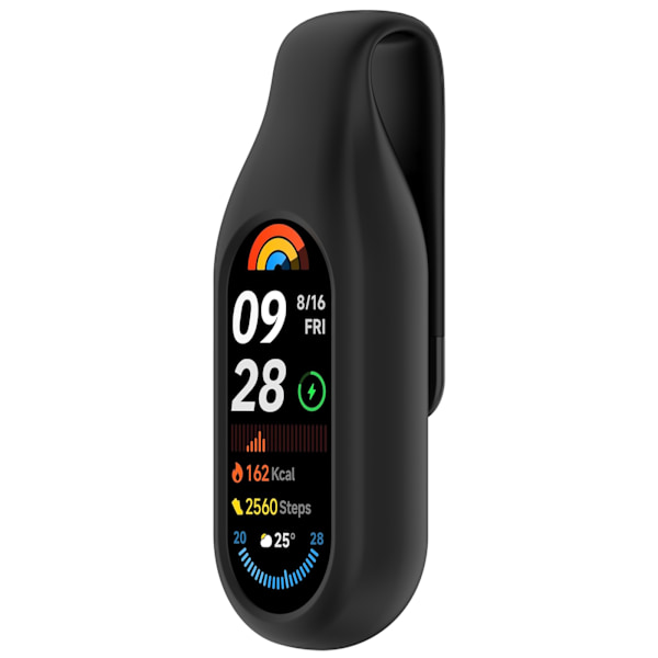 Sikker klips holder til Xiaomi Mi Band 10, 9 og 8 Sort