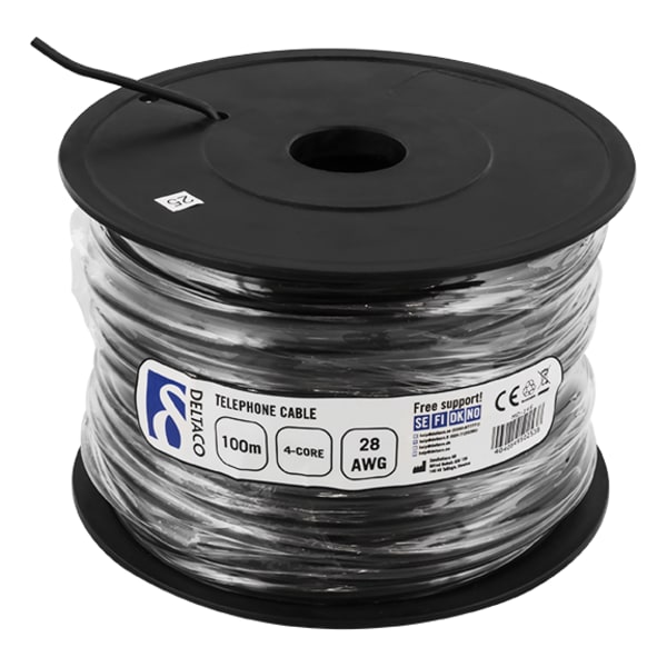 Modular cable, 4P, reel, 100m, black