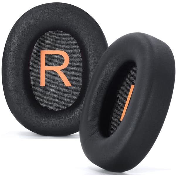 2 st Ersättningsöronkuddar kompatibla med QCY H3/H3 Lite & TOZO HT2/HT 2 - Svarta Proteinläder & Memory Foam