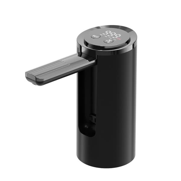 Smart trådlös elektrisk vattenpump – USB-uppladdbar bärbar vattendispenser med vikbar pip, justerbart flöde och digital display Black Black