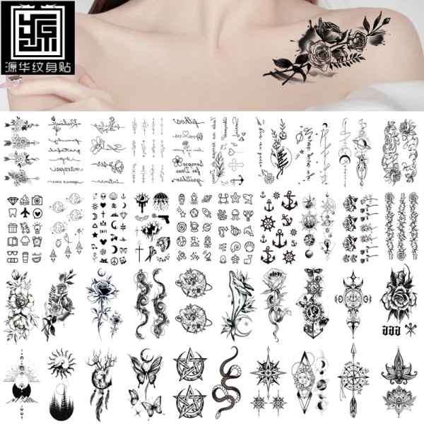 Vandtætte midlertidige tatoveringsmærkater i 40 dele