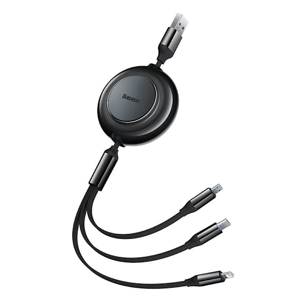 Baseus Bright Mirror 2, USB 3-i-1-kabel för micro USB / USB-C / Lightning 3.5A 1.1m (svart)
