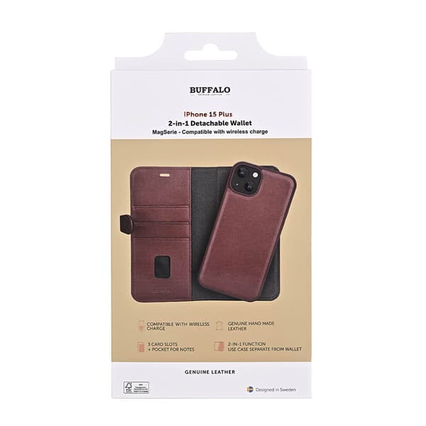 Mobilfodral 2-i-1 3 Kort MagSeries Brun  - iPhone 15 Plus