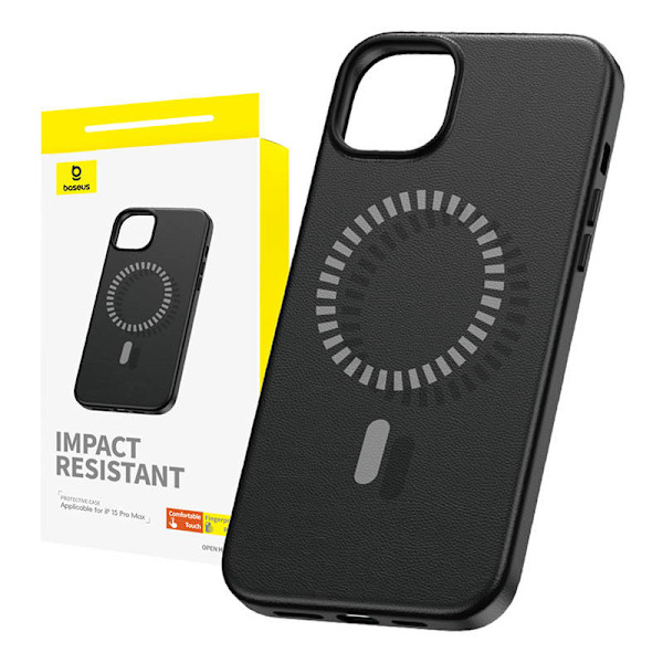 Magnetisk telefoncover til iPhone 15 ProMax Baseus Fauxther Series (sort)