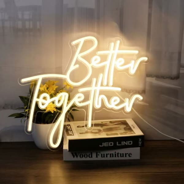 Better Together LED Neon Skylt - USB-driven Dekorativ Belysning för Fester & Heminredning