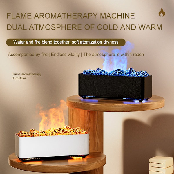 Dual Color Flame Aroma Diffuser Luftfugter - Skab en afslappende atmosfære White White