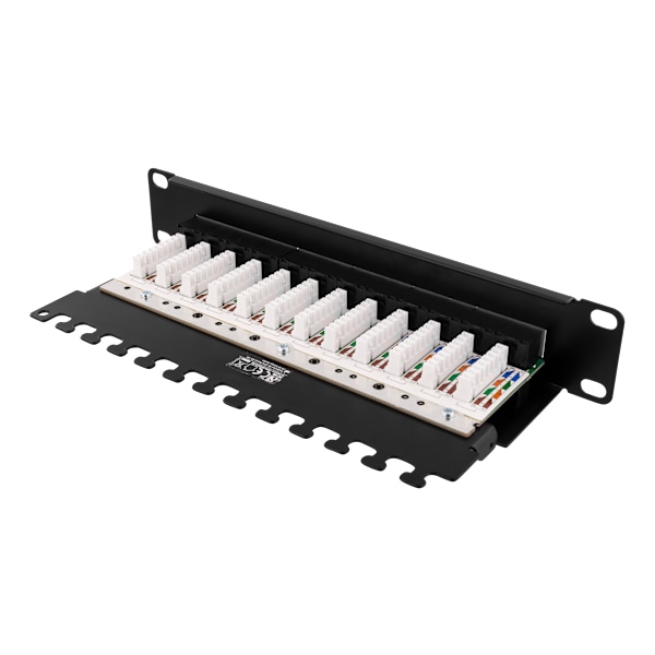 10" patch panel, 12xRJ45, Cat6, 1U, Krone LSA, unshielded