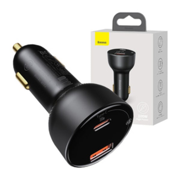 Billaddare Baseus Superme, USB, USB-C, 100W (svart)