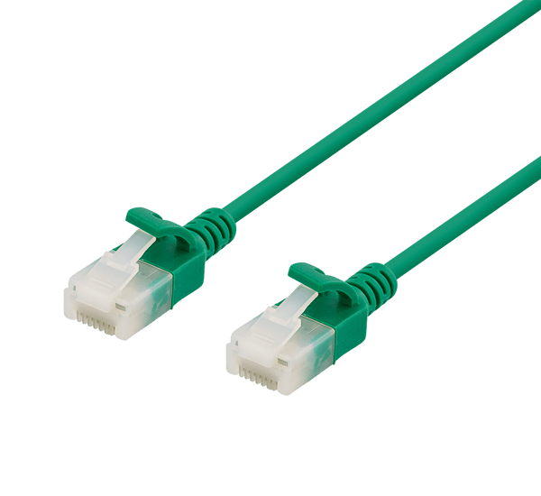 U/UTP Cat6a patch cable, slim, 3.5mm diameter, 2m, green