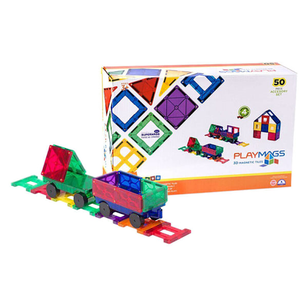 Magneettilaatat 3D Train Playmags 153 - 50 kpl setti
