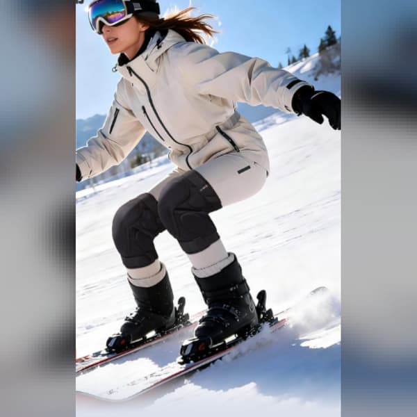 Knæbeskyttere til ski og skøjteløb med støddæmpning, justerbar pasform og nylonbeskyttelse M M