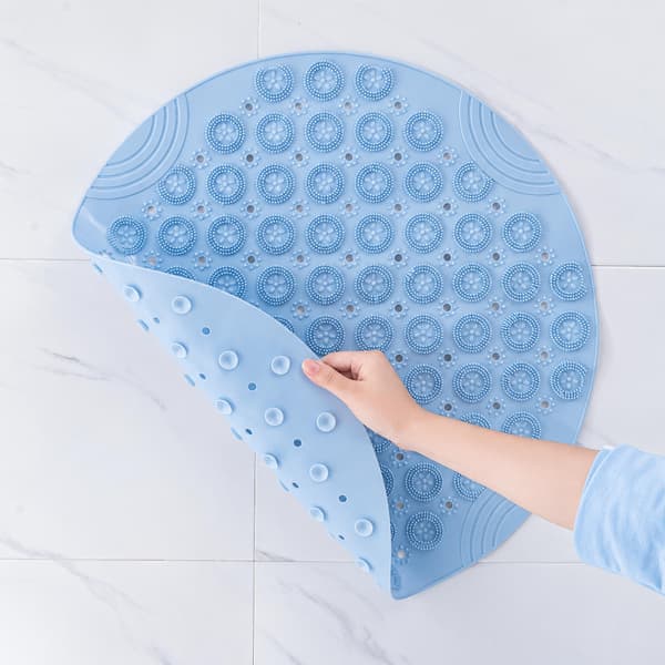 Halkfri badrumsmatta, TPE-duschmatta med dräneringshål, 30 cm rund White White
