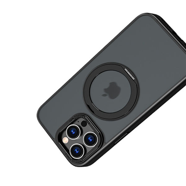 Magnetiskt skyddande telefonfodral med osynligt stativ för iPhone iPhone 15 Pro Svart