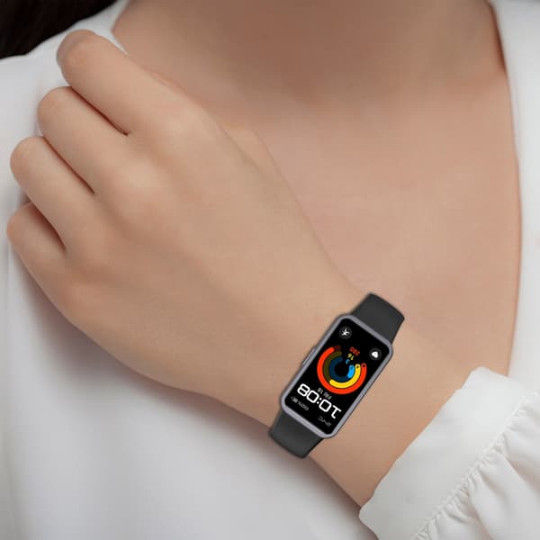 Blød silikonerem til Huawei Band 10/9/8 (metalsnøre) Black Black