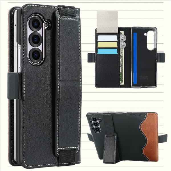 Samsung Galaxy Z Fold-etui med kortholder og stativ Black Model 5 Black