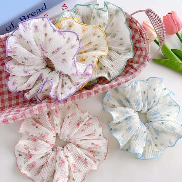 Floral Chiffon Scrunchies Hårband - 5 st Håraccessoarer