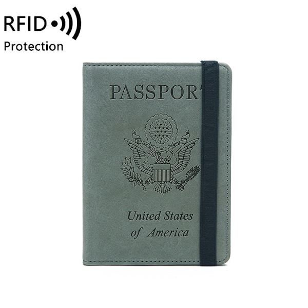 Slim RFID-blockerande plånbok - Passfodral i läder Grön