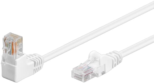 Netværkskabel CAT 5e vinklet 1x 90°, U/UTP, hvid, 3 m