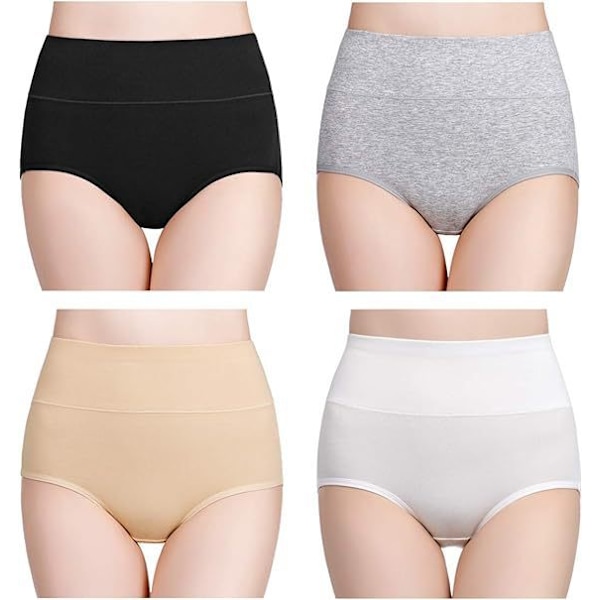 4-pack trosor med hög midja - svart, grå, beige, vit 4XL
