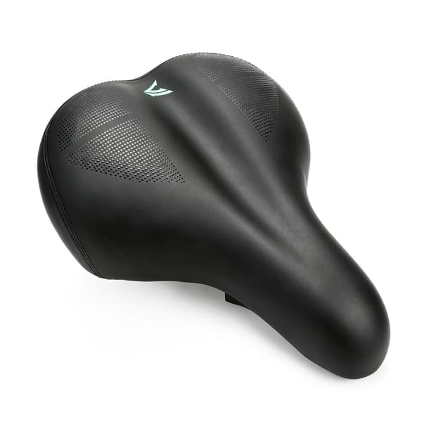 Bred cykelsadel med högdensitetsskum, PU-läder och dubbel stötdämpning
