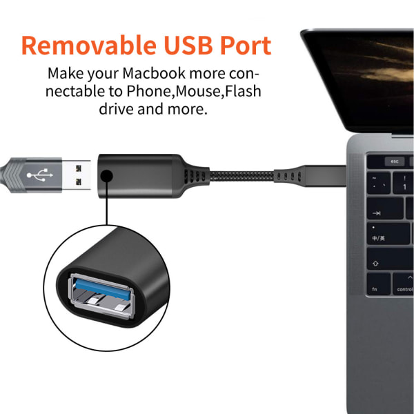 USB-C till USB 3.0 Adapterkabel 5Gbps Svart