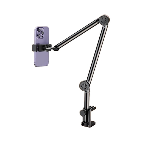 Svart mobilhållare i kolstål med tre stegs justerbar arm model 1