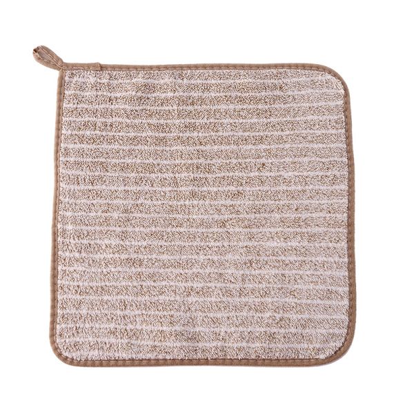 Randiga disktrasor i bambukol med kant - bruna ränder (5-pack) M