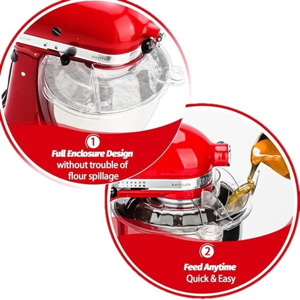Foldbar Stænkskærm kompatibel med KitchenAid 4.5-5 Quart Tilt Head Mixere