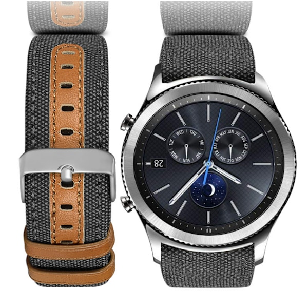 Klockarmband i äkta läder för Samsung Galaxy Watch 3 40mm 42mm Svart