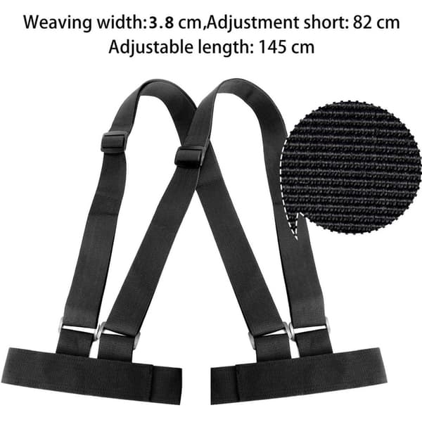 Justerbar skulderrem til skateboard og snowboard i sort nylon, 82 cm og op til 145 cm