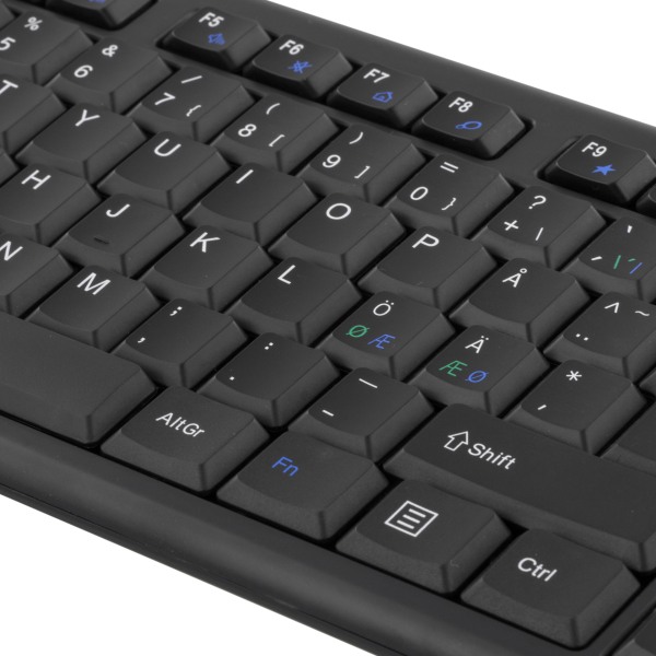 Wireless keyboard Nordic USB nanoreceiver 10m range black