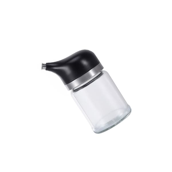 100ML glas oliedispenser flaske - tæt rustfrit stål hældetud, drypfri sort krydderiflaske til sojasovs og eddike Black Black
