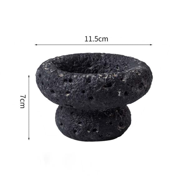 Højbenet Foder- og Vandskål i Cement til Krybdyr - Naturligt Design Black Black