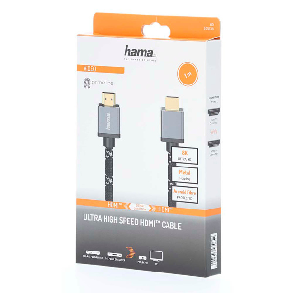 HAMA Kabel HDMI Ultra High Speed 8K 48Gbit/s Metall 1,0m